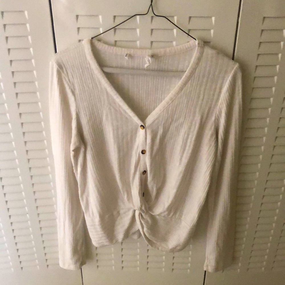 Button down long sleeve top (white) Hippie Rose